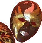 Pottery Mask Hand Painted Peacock Wall Hanging