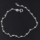 Women 925 Sterling Silver Bead Silver Ball Bead Chain Anklet Foot Bracelet 9-10 