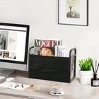 Black Magazine Holder Floor Rack Storage Basket Folder Organizer Bin Books
