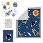Lambs   Ivy Milky Way 4-piece Crib Bedding Set - Blue  Gray  White  Modern