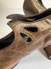 Victorian Shoes Brown Edwardian Antique 1800 - 1900s  Flare Heel Gorgeous Rare 