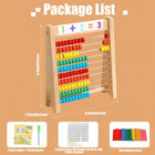 Wooden Abacus For Kids Math - 10-row Counting Toy With 100 Beads  Number Cards  