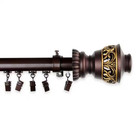 86 In  - 120 In  Telescoping Traverse Curtain Rod Kit In Cocoa With Lattice Fini