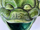 Ashtray Trinket Dish Green Ceramic Figure Monkey Chimpanzee Florida Head Vase