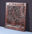 Antique French Solid Oak Highly Carved Neo Gothic Door W hinges And Latch