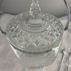 1960 s Vintage Anchor Hocking Wexford Glass Ice Bucket W lid   Tongs Chrome