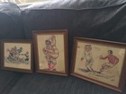Vintage Framed Cartoon Football Prints 