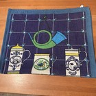 Vtg German Folk Art Cotton Tea Towel Retro 70s-80s Kitchen Bird Horn Blue Malimo