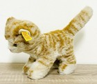 Vintage Steiff Lizzy Yellow Tabby Cat Western Germany Plush Ear Button   Tag