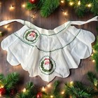 Vintage 1950s Santa Claus Christmas Organza Fabric Kitchen Apron W Pocket