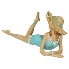 Retro Lounging Beauty Beach Girl Teal Swimsuit Resin Figurine Home Decor