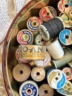 Lot Of Over 60 Asst  Vintage Wooden Sewing Thread Spools And Others  Stork Sciss