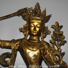 Rare Old Tibet Buddhism Pure Bronze Gilt Wenshu Manjushri Goddess Buddha Statue