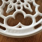 Le Creuset Snowflake Trivet Cast Iron White Enamel Footed France Round 8   