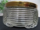 Vintage Art Deco Ribbed Glass Vanity Dresser Powder Jar