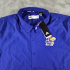 Kansas Jayhawks Shirt Mens Large Blue Ncaa College Adidas Aeroready Button Up