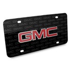 Gmc Red Inlay 3d Logo On Logo Pattern Black Aluminum License Plate