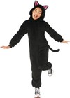 Girls Black Cat Costume Kids Hooded Halloween Jumpsuit   Tail   Ears S - Xl
