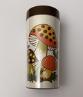 Set Of 4 Merry Mushroom 70s Thermo-serv Insulated Plastic Tumblers Sears Vtg Usa
