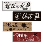 4 Pcs Kitchen Wall Decor Signs  Funny Wood Home Sign  Rustic Farmhouse Wall 