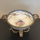 19th C Sevres Style Hand Painted Porcelain Centerpiece Bowl Repaired 10 5 