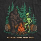 Mens Funny T Shirts National Parks After Dark Sarcastic Bigfoot Alien Graphic