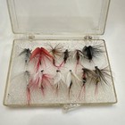 Vintage Fly Fishing Flies Assortment Lot For Trout W  Plastic Case