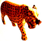 Cheetah Wood - Carved Figurine - Africa - Painted - Vintage