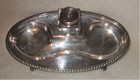 English Silverplate Inkstand Crystal Inkwell Vintage Desk Accessory