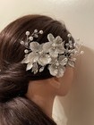 Hairpiece Silver White Bridal Wedding Bridesmaid Hair Clip Leaf Crystal Pearl