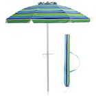6 5ft Beach Umbrella W  Tilt Mechanism Sand Anchor Carrying Bag Blue   Green