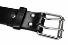 Men s Women s Leather Two Rows Silver Grommet Double Holes Black Belt All Sizes