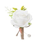 White Rose Boutonniere Wedding Men s Brooch  Outdoor Welcome Party Decoration