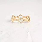 Round Cut White Moissanite 14k Yellow Gold Finish Womens Anniversary Band Ring
