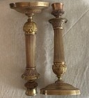Pair Of Antique Gilt Bronze Candlesticks In Gilt Bronze Empire Style Old 19th C