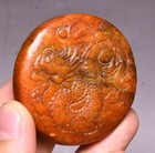 5cm China Dynasty Old Jade Dragon Loong Beast Pattern Yubi Yu Bi Amulet Pendant