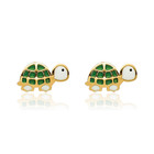 14k Solid Yellow Gold Turtle Stud Earrings