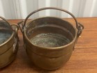 Two Vintage Decorative Copper Pots Planters With Brass Handles Made In Holland