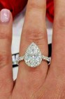 2 65ct Pear Cut Halo Simulated Diamond Engagement Ring 14k White Gold Size 6