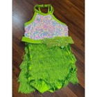 Weissman Conga Lime Green Dance Costume W  Fringe Child Sz Small  6 6x  14464 