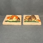 Set Vintage Mushroom Wall Decor Retro 1970s Hand Painted Mcm Ceramic