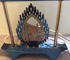 Vtg Israel Hen Holon Brass   Enamel Electric Jerusalem Hanukkah Menorah Judaica