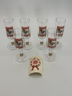 Stolichnaya Russian Vodka Ussr Footed Shot Glass W  Gold Ring Base Set Of 5