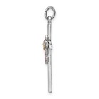 Sterling Silver Platinum-plated Polished Epoxy   Gold-plated Cross Pendant