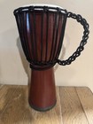 Wooden Djembe Hand Drum 16    Rope Tuned Brown With Carry Handle Indonesia