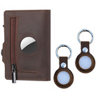 Airtag Wallet   2-pack Keychain Genuine Leather Credit Card Holder Airtag Case