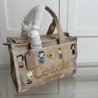 Coach Cbh43 Peanuts Cargo 2way Tote Shoulder Bag 26 Cotton Canvas   Orange Strap