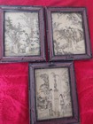  Antique Chinese Beautiful Ladies Lithograph Framed  3  In All