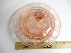 Vintage Pink Depression Glass Powder Jar Glass Dish Lid Knob Handle Gorgeous 