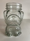  set Of 2  Vintage Pitbull Boxer Puppy Dog Clear Glass Jar Canister Tumbler 5 5 